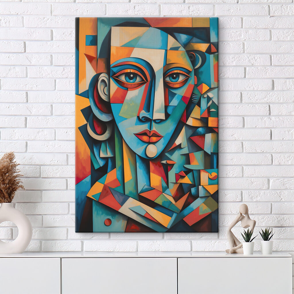A painting of a woman's face
