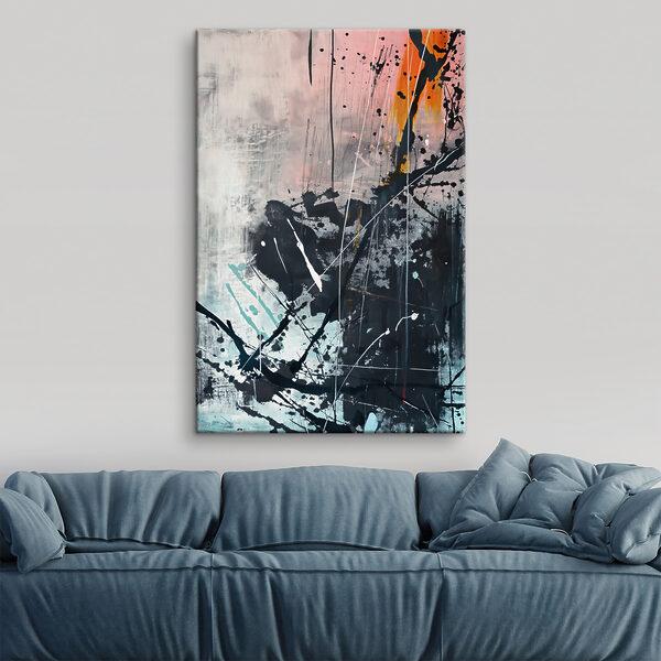 A painting of black and white paint A painting of black and white paint