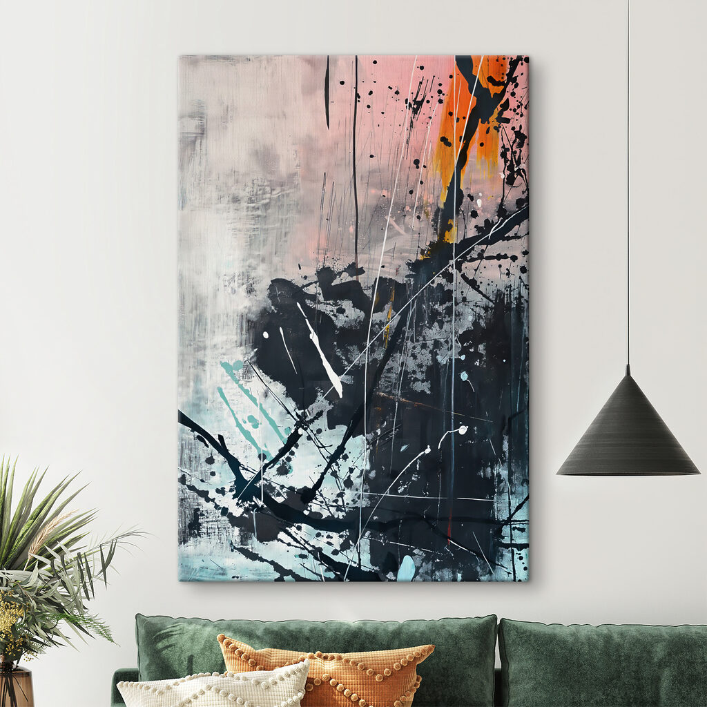 A painting of black and white paint A painting of black and white paint