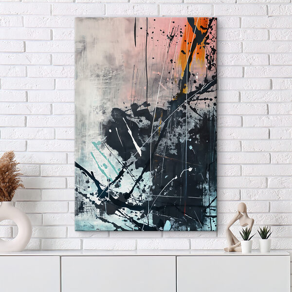 A painting of black and white paint A painting of black and white paint