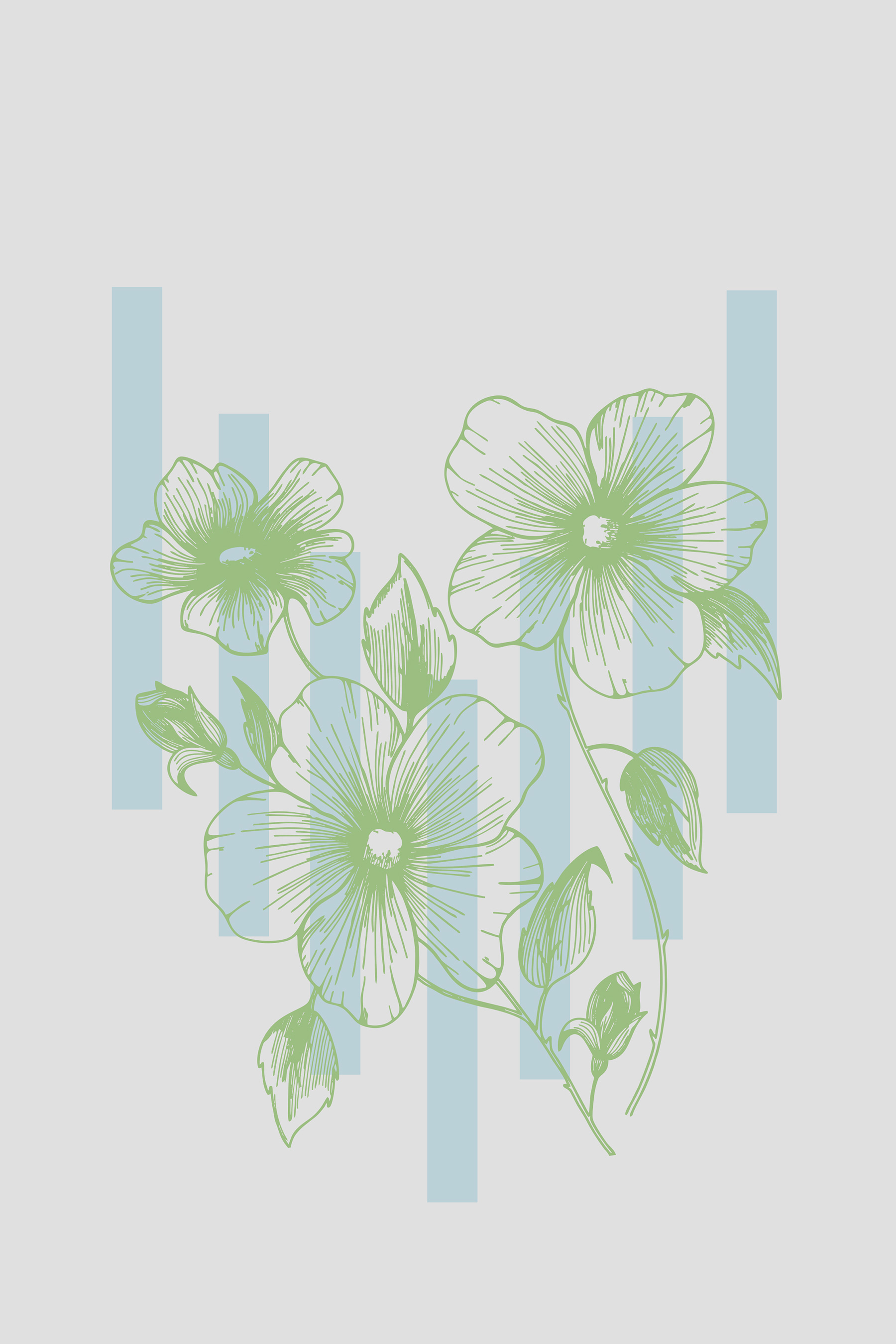 A drawing of flowers on a wall A drawing of flowers on a wall