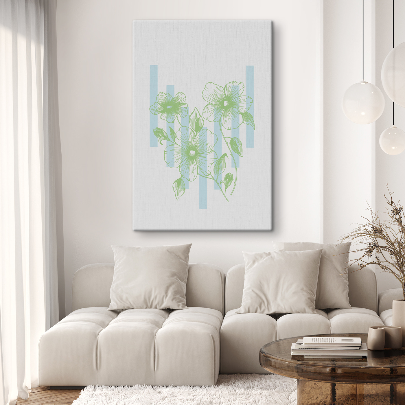 A drawing of flowers on a wall A drawing of flowers on a wall