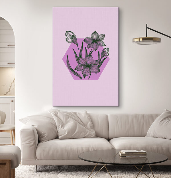 Quadri Quadri Un disegno di fiori su uno sfondo viola (COD: s38213)