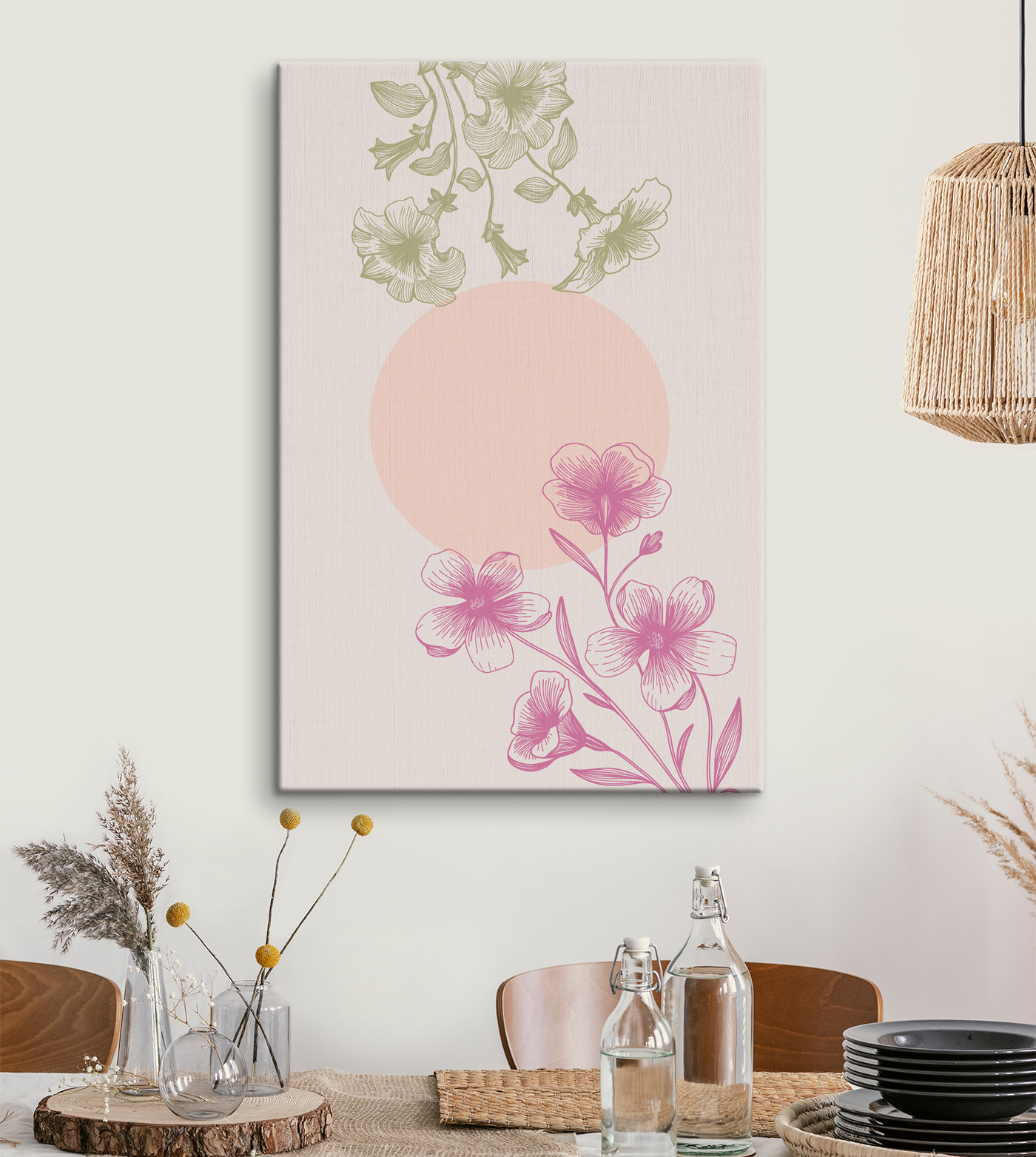 A pink and green flowers