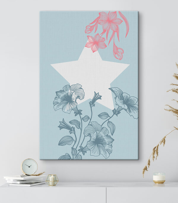 Quadri Quadri Una stella bianca con fiori rosa (COD: s38215)