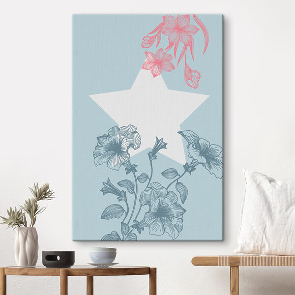 A white star with pink flowers