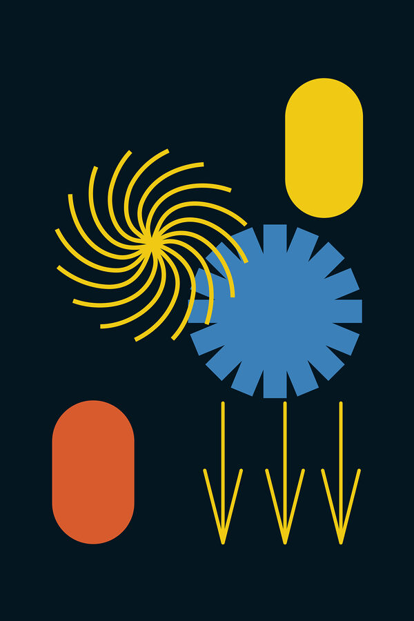 A blue and yellow circular shapes A blue and yellow circular shapes