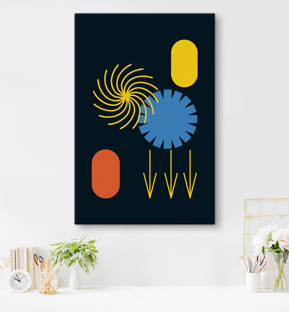 A blue and yellow circular shapes A blue and yellow circular shapes