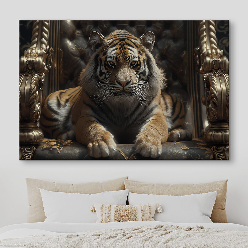 A tiger lying on a chair A tiger lying on a chair