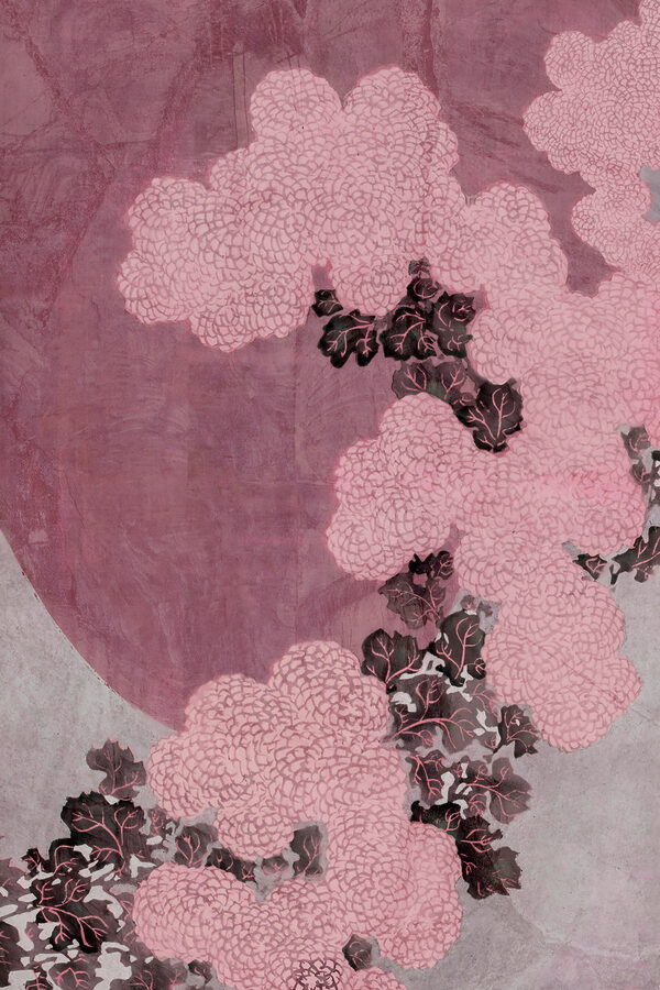 A pink and black floral design A pink and black floral design