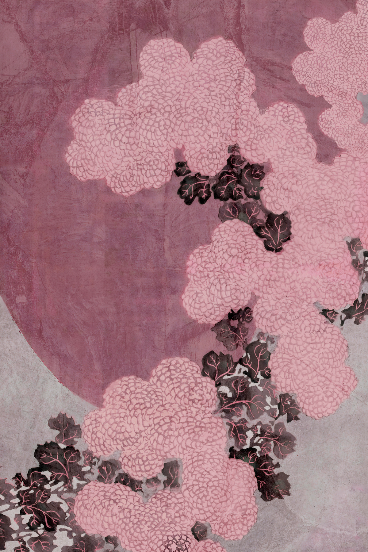 A pink and black floral design A pink and black floral design