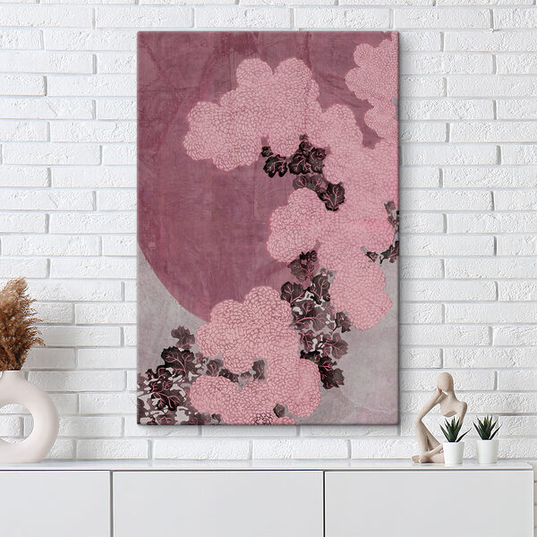 A pink and black floral design A pink and black floral design