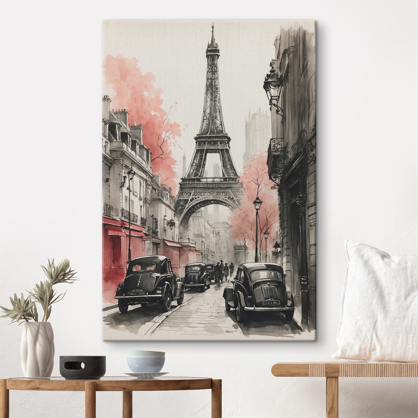 A street with cars and a tower