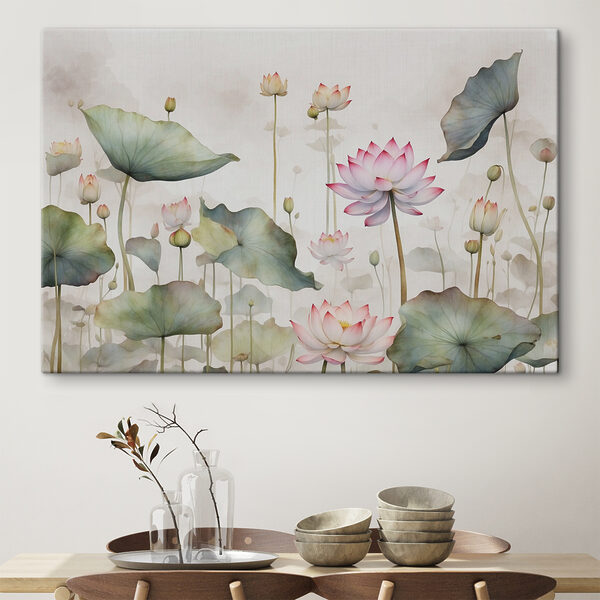 A painting of flowers and leaves
