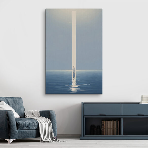 Quadri Quadri Una persona in piedi nell'acqua con un fascio di luce (COD: s38188)