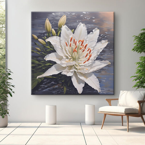 Quadri Un fiore bianco con stami e boccioli arancioni (COD: s38192) Quadri Quadri Un fiore bianco con stami e boccioli arancioni (COD: s38192)