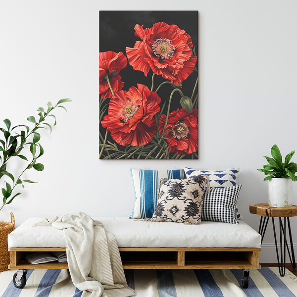 A close up of red flowers