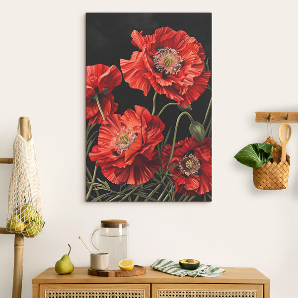 A close up of red flowers
