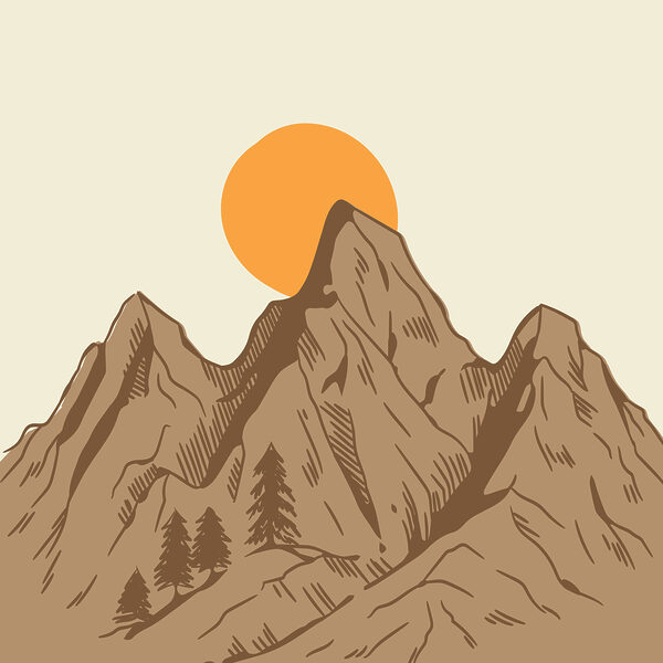 A mountain with trees and sun A mountain with trees and sun