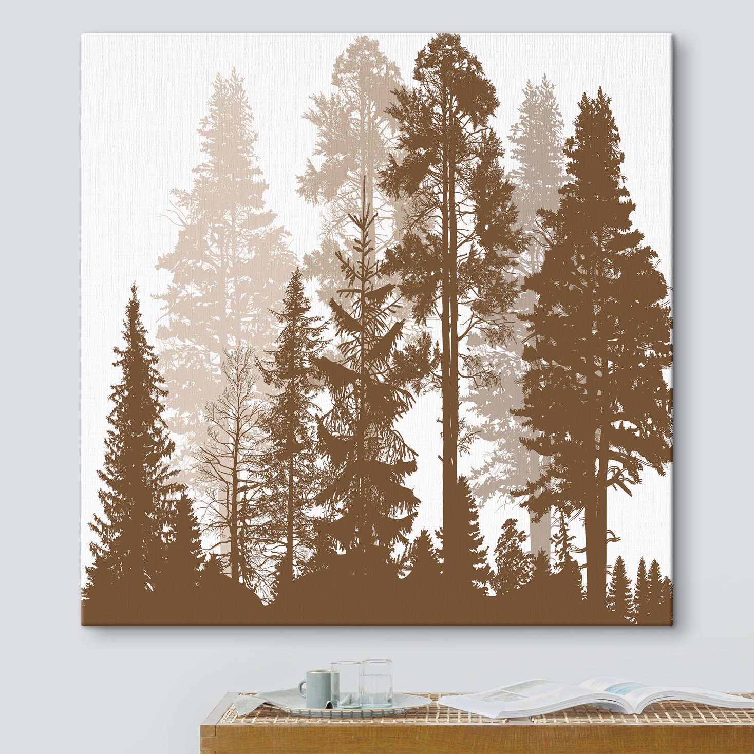 A group of trees in a forest A group of trees in a forest