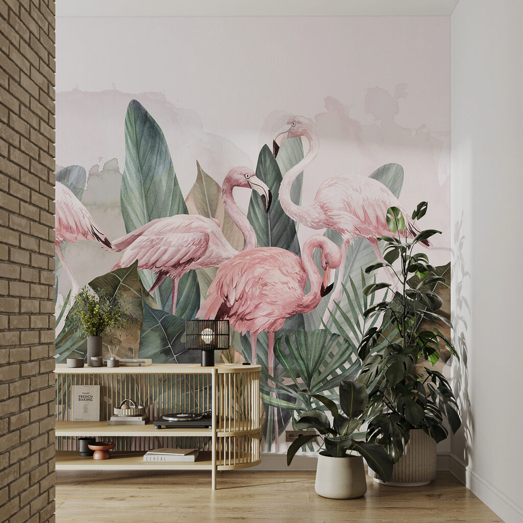 w00505v1pih23ms 1024x1024 - Un gruppo di fenicotteri rosa e foglie - tegory