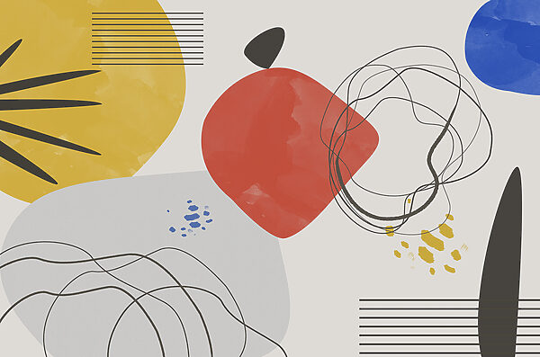 Un'opera d'arte colorata con linee e cerchi Un'opera d'arte colorata con linee e cerchi