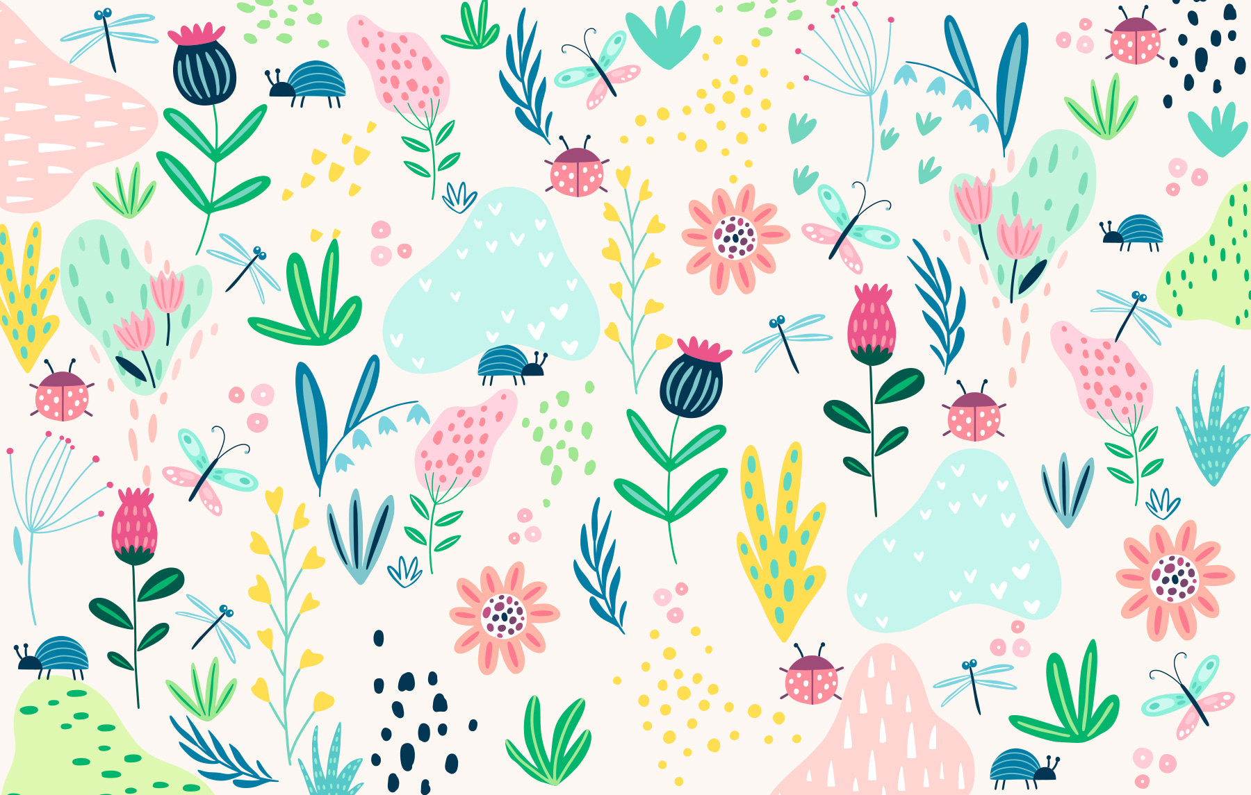 w00554p - Un disegno di fiori e insetti - tegory