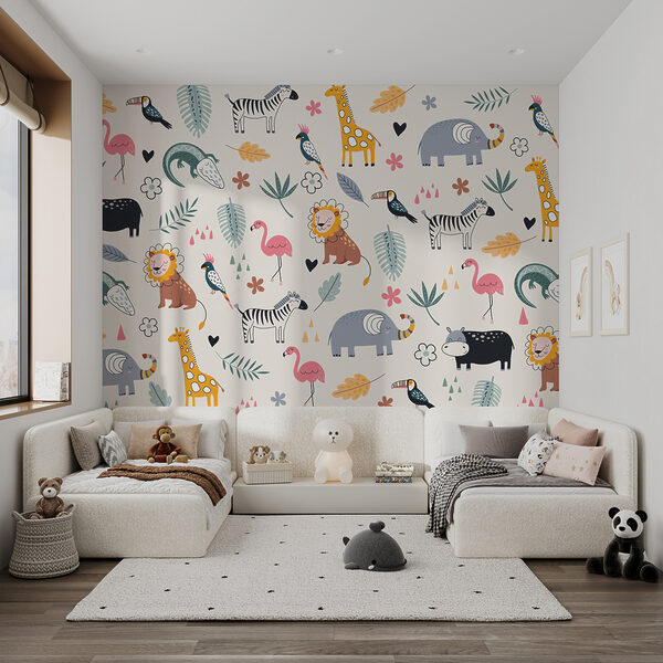 Un disegno di animali e foglie Un disegno di animali e foglie