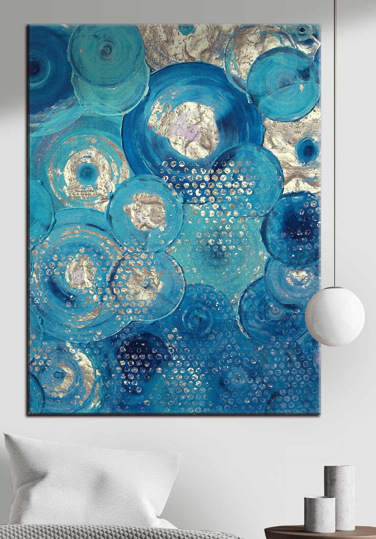Un dipinto raffigurante un cerchio blu e argento s01035pib5m - Un dipinto raffigurante un cerchio blu e argento - tegory