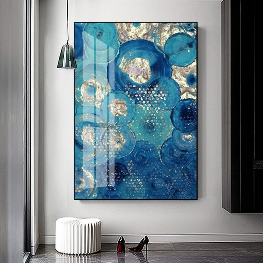 Un dipinto raffigurante un cerchio blu e argento s01035pih1 - Un dipinto raffigurante un cerchio blu e argento - tegory
