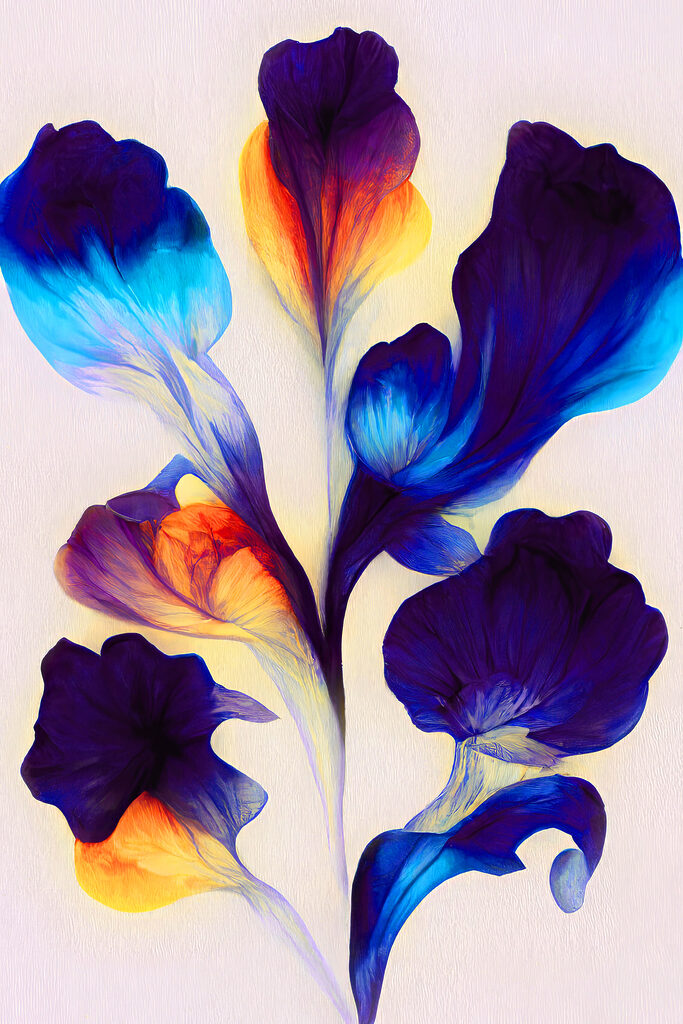 s37838p 683x1024 - Un mazzo di fiori blu e arancioni - tegory