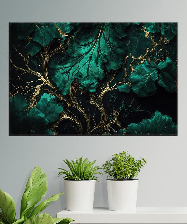s34486piz145 600x717 - Eleganti foglie color verde acqua con venature metallizzate - tegory