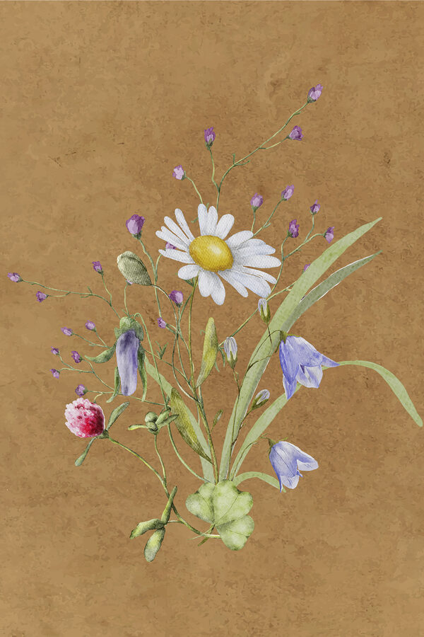 s38236p 600x900 - Un dipinto di fiori su una superficie marrone - tegory