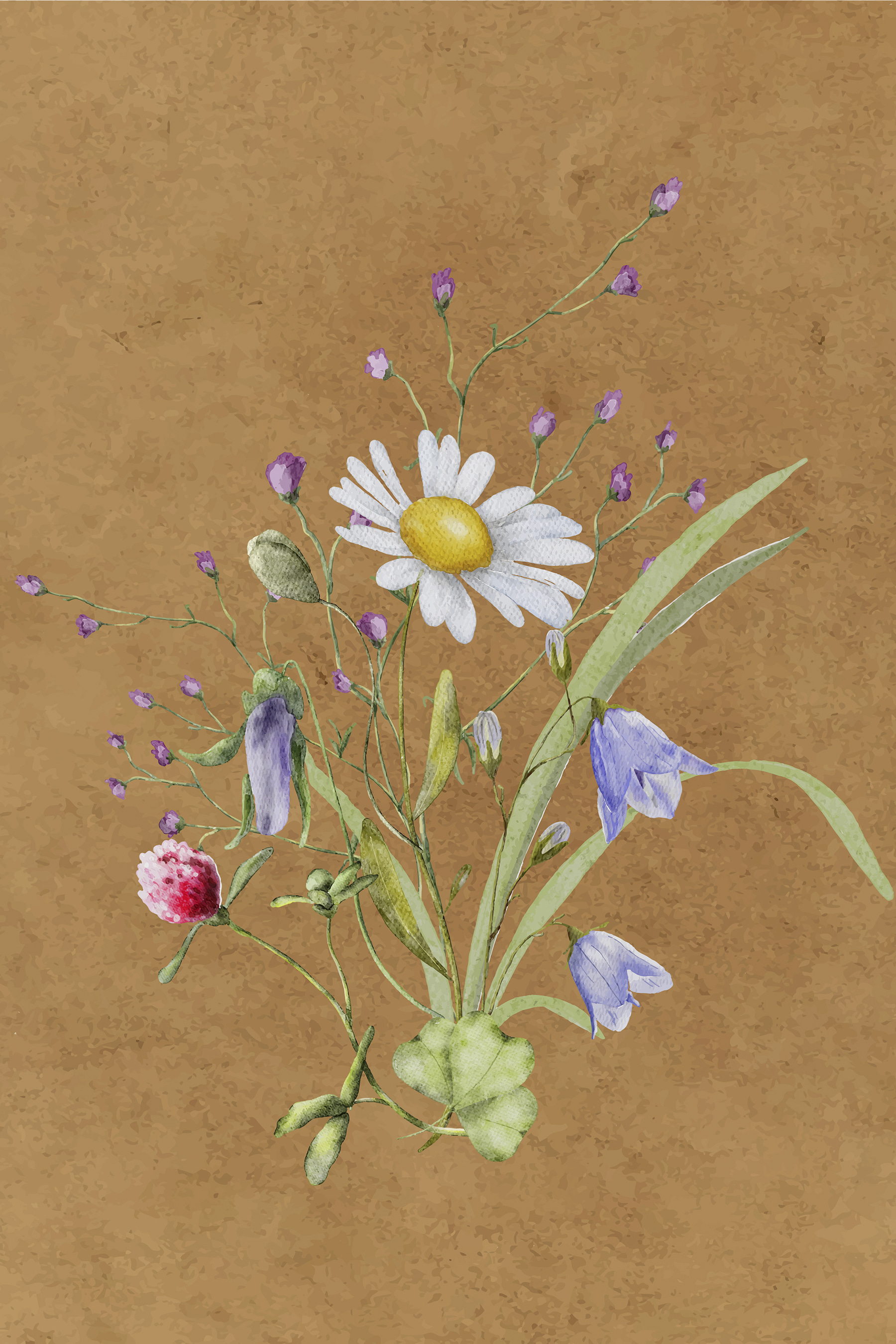 s38236p - Un dipinto di fiori su una superficie marrone - tegory