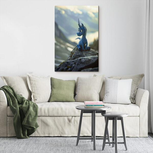 s38274pir12 600x600 - Una vignetta che raffigura un unicorno blu seduto su una roccia - tegory