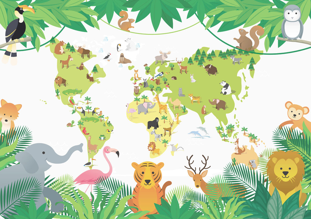 Una mappa di animali e piante Una mappa di animali e piante