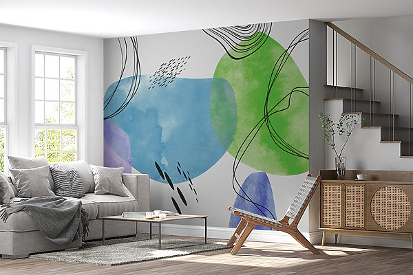 Un'arte colorata con linee e punti neri Un'arte colorata con linee e punti neri