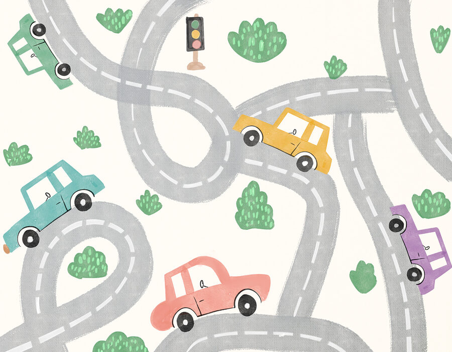 Un modello di auto e strade
