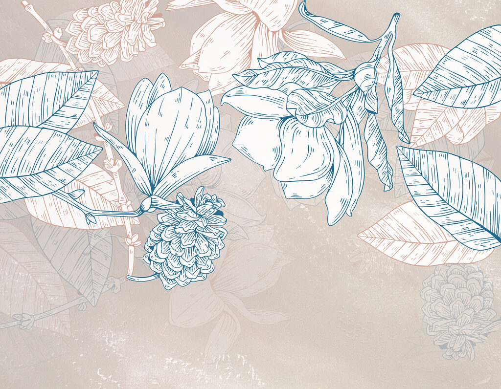Un disegno di fiori e foglie Un disegno di fiori e foglie