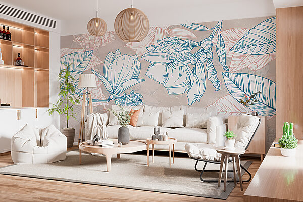 Un disegno di fiori e foglie Un disegno di fiori e foglie