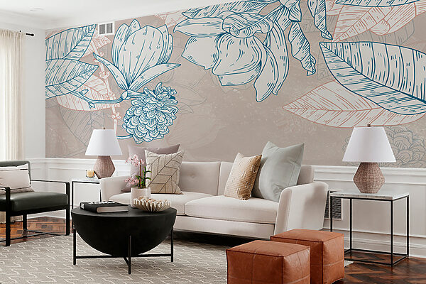 Un disegno di fiori e foglie Un disegno di fiori e foglie