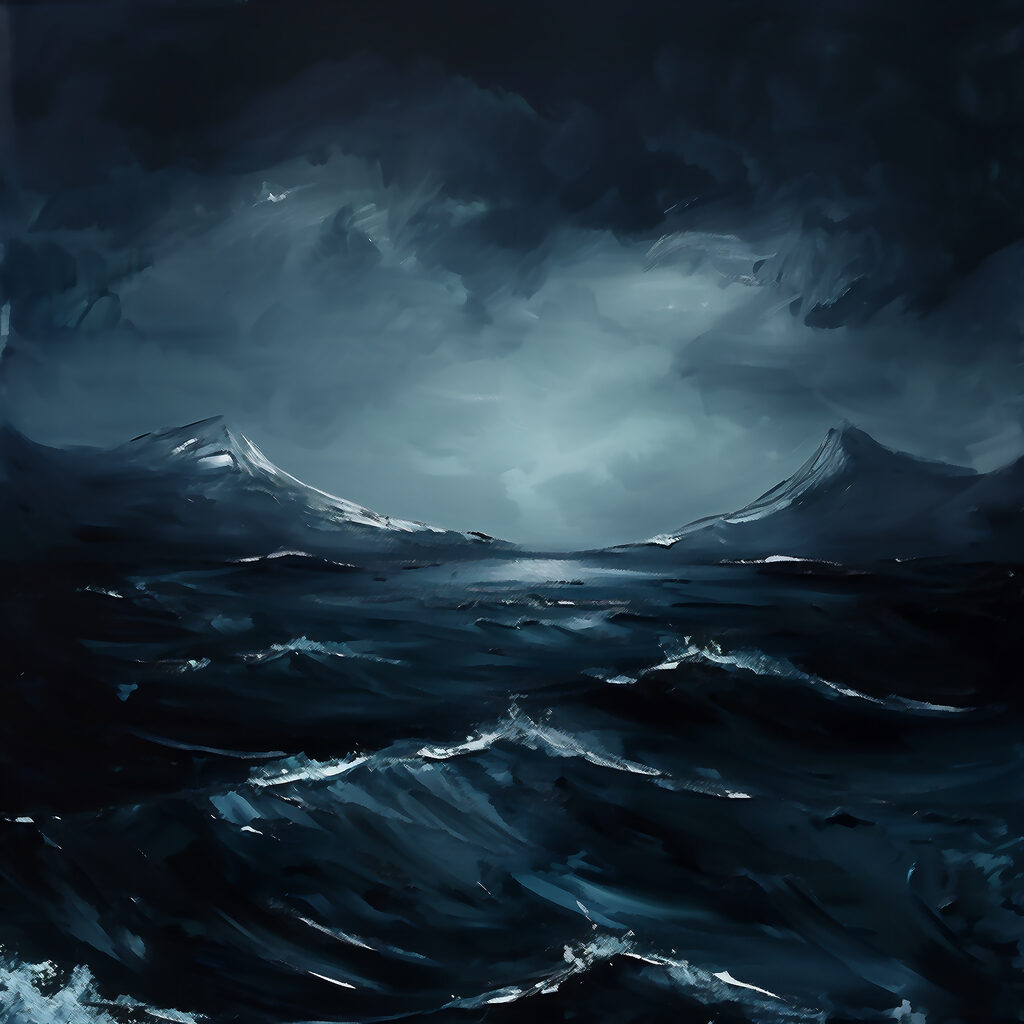 A dark sky over water A dark sky over water
