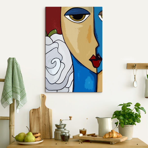A painting of a woman's face A painting of a woman's face