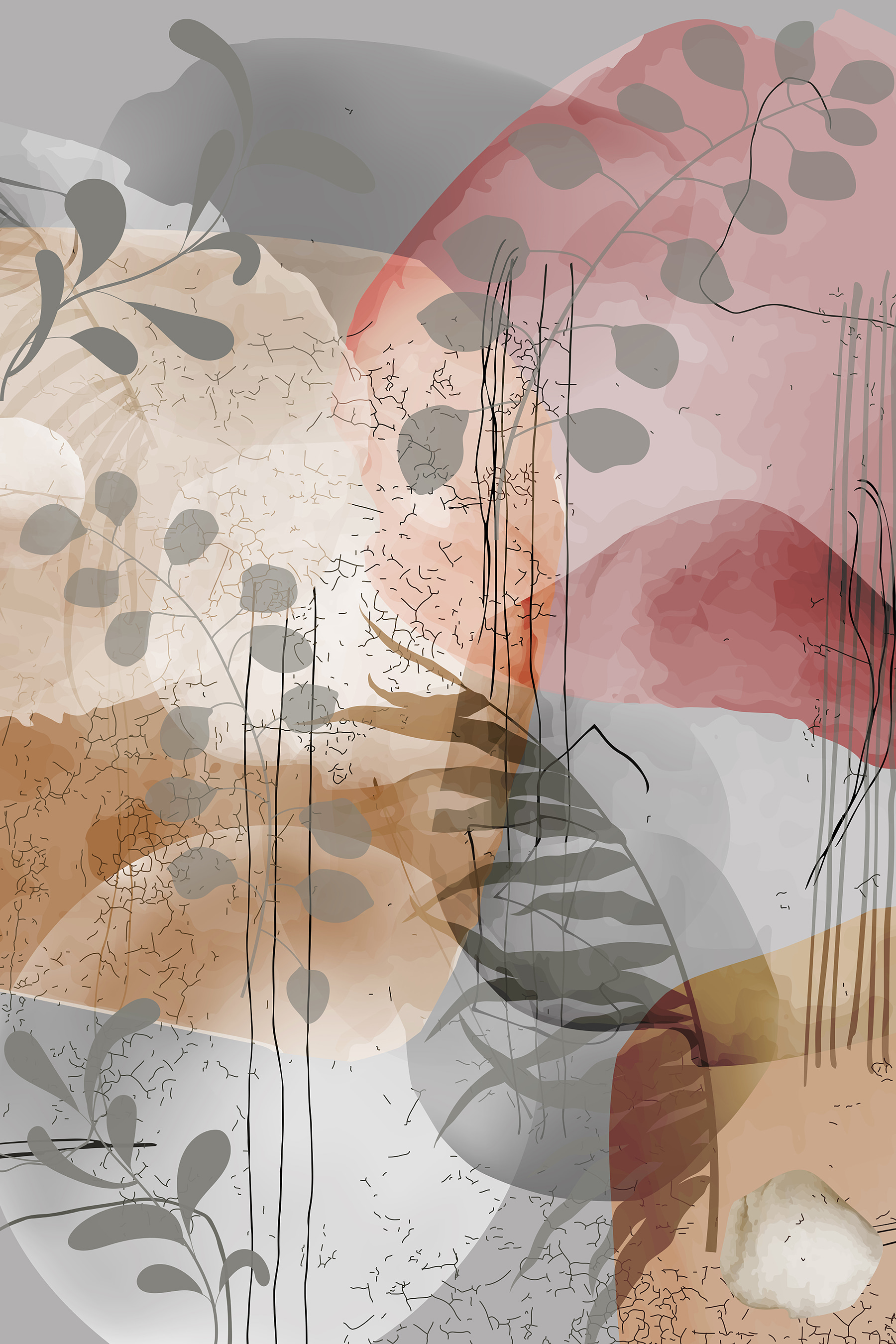 A painting of plants and flowers A painting of plants and flowers