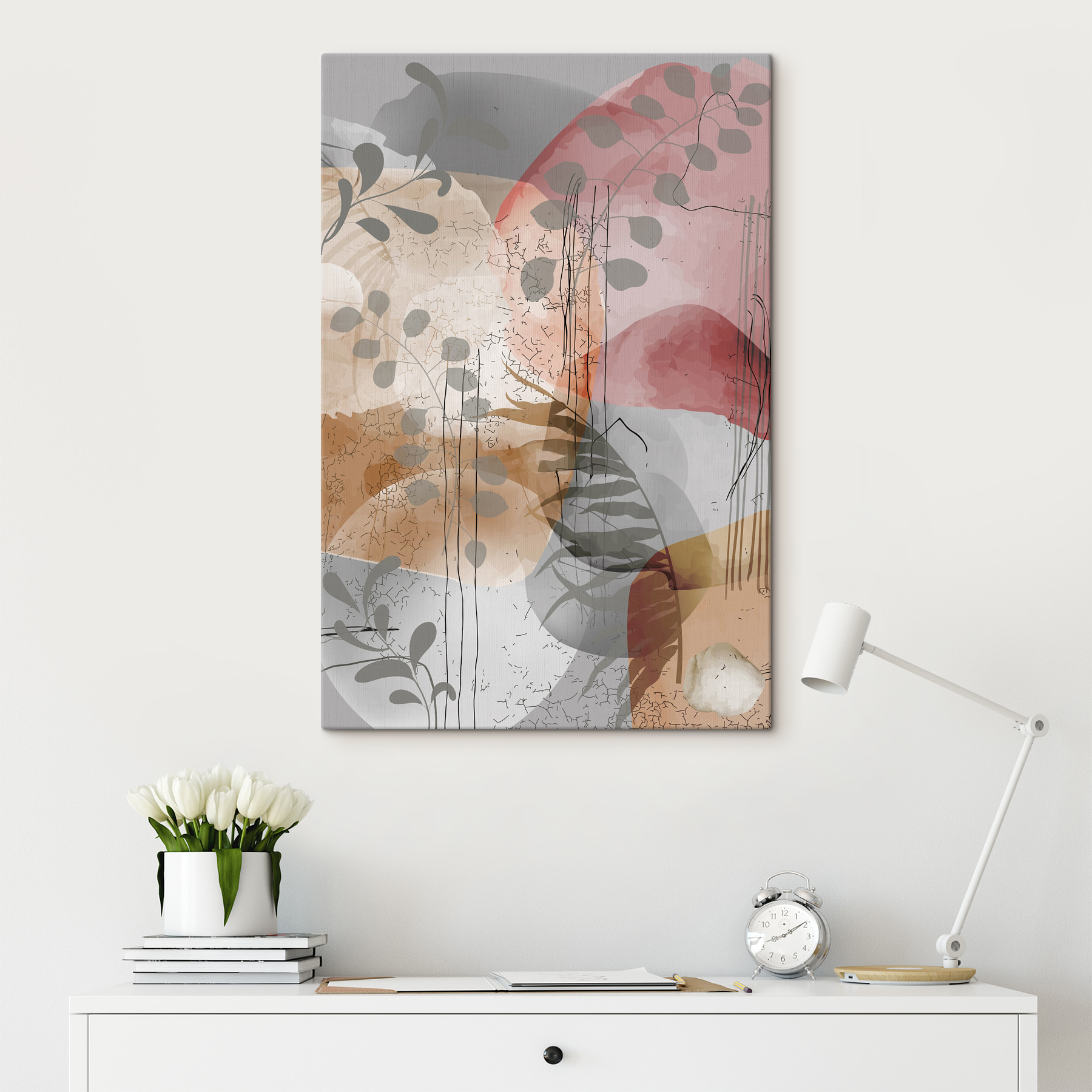 A painting of plants and flowers A painting of plants and flowers