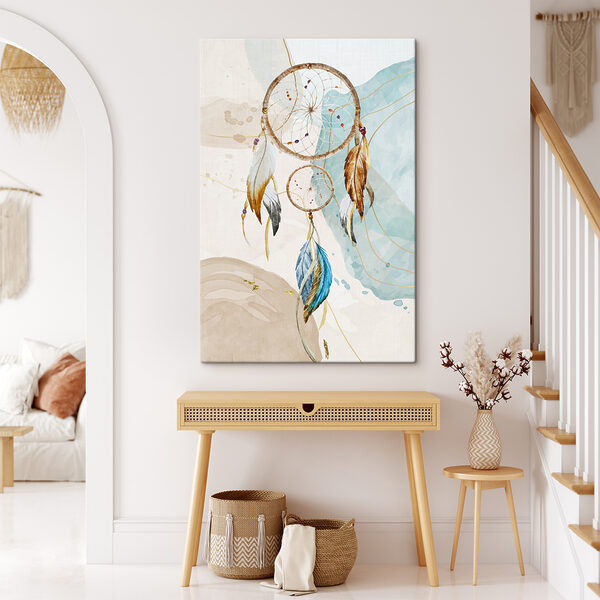A dream catcher with feathers