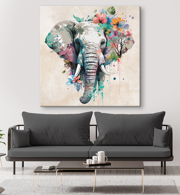 An elephant with flowers and leaves An elephant with flowers and leaves