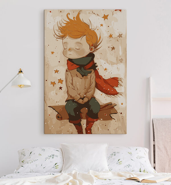A cartoon of a boy sitting on a carpet A cartoon of a boy sitting on a carpet