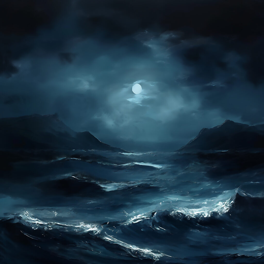 A moonlit night over a sea A moonlit night over a sea