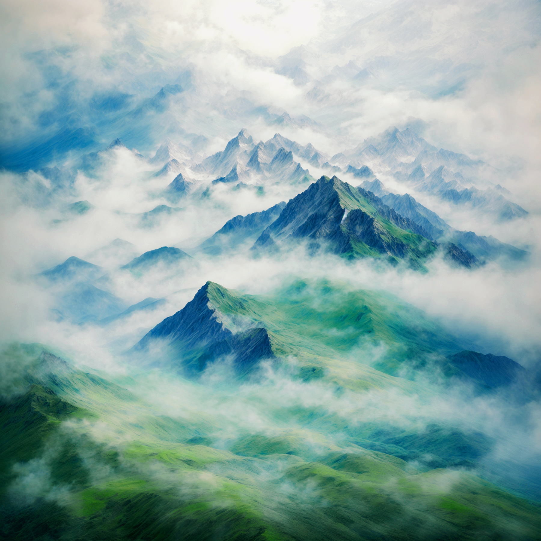 A mountain range with clouds A mountain range with clouds